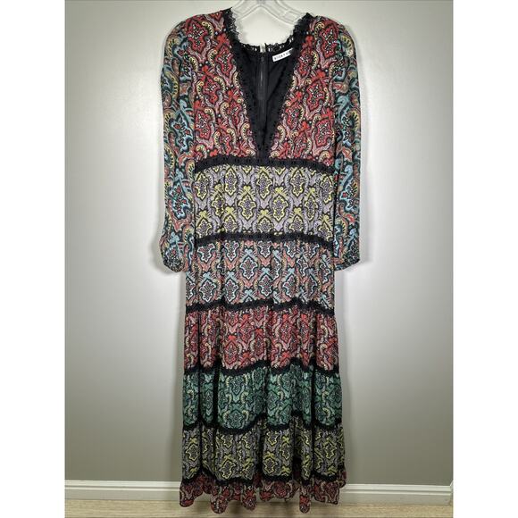 Alice + Olivia Karolina Crest‎ Tile Paneled Maxi Dress 6 EUC - Picture 1 of 8